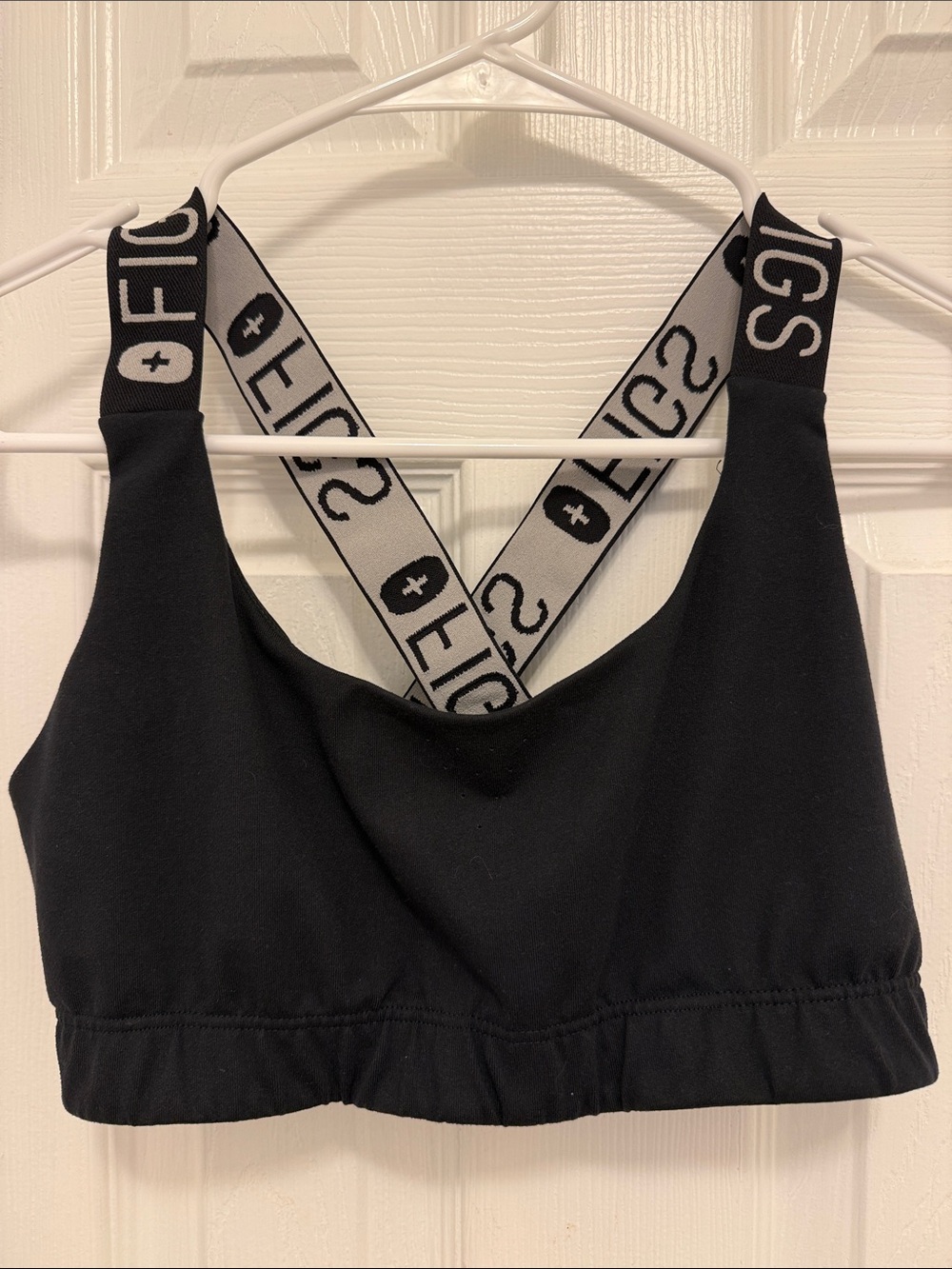 FIGS Black Bralette with Contrasting Logo Straps